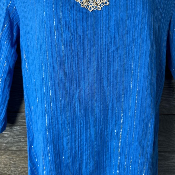 Lilly Pulitzer Small Blue Tunic Dress Shift Crochet Trim Beach Resort Cover Up - Picture 4 of 8